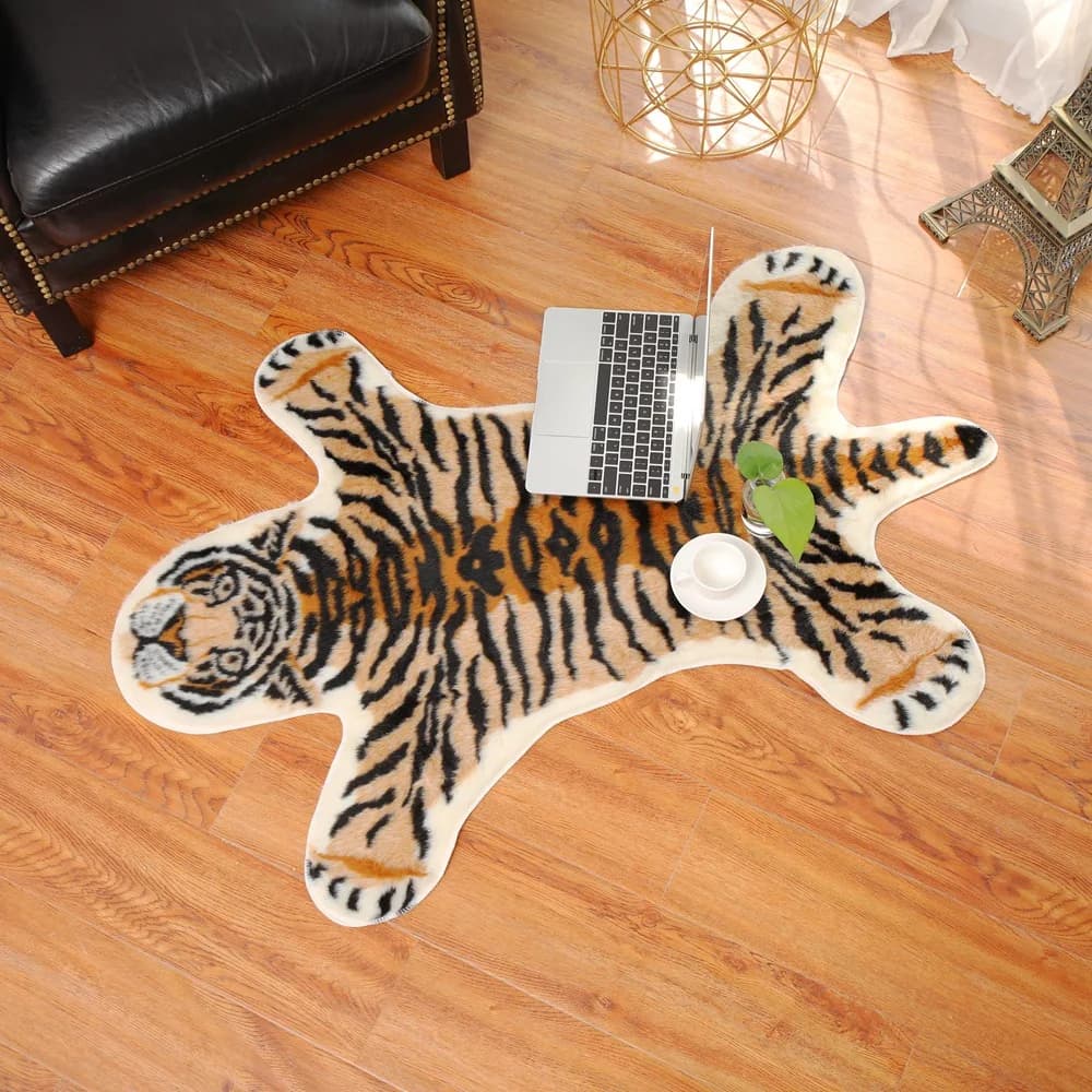 Tappeto stampato tigre mucca leopardo tigre stampato pelle di vacchetta finta pelle antiscivolo tappetino antiscivolo 94x100cm tappeto con stampa animalier