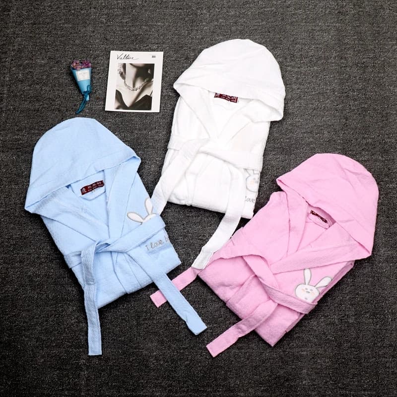 Newborn Baby Waffle Cotton Bathrobe Satin Dress Night Dress with Wedding Flowers Spring Summer