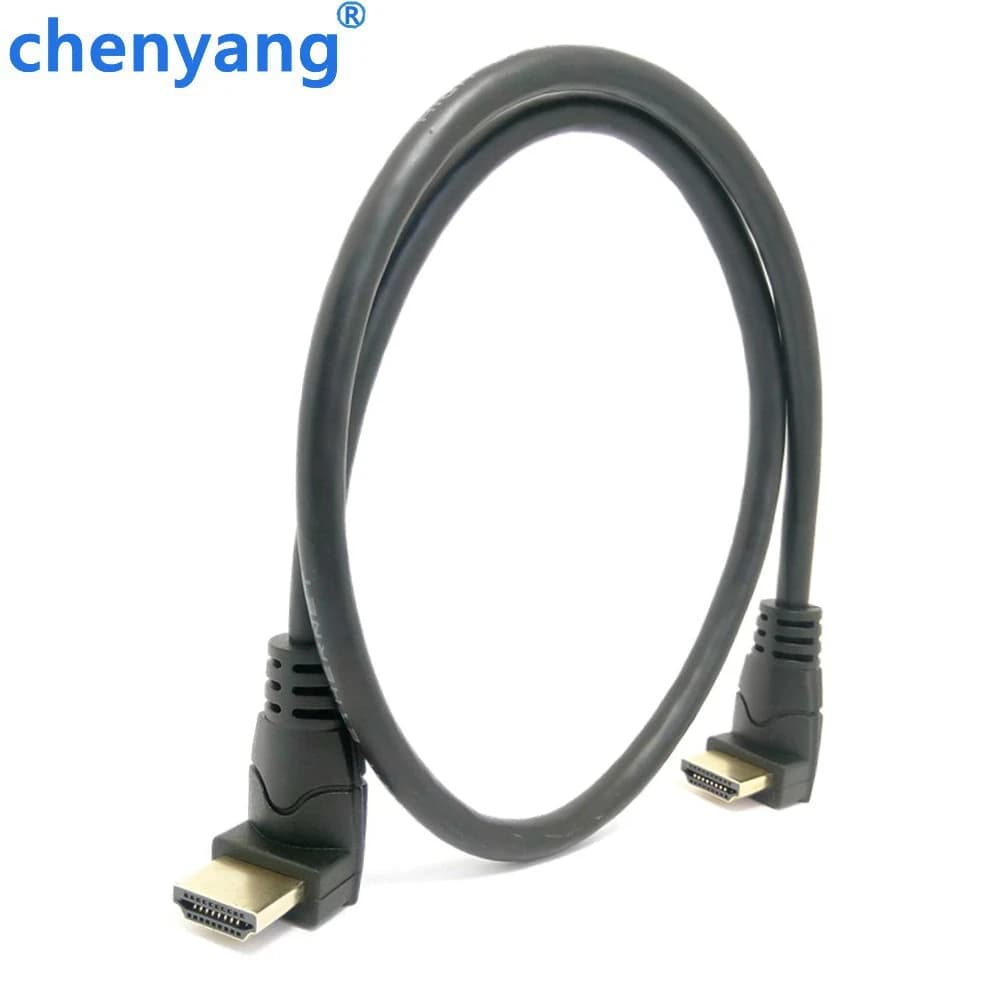 High Quality HDTV-compatible 2.0 4K 3D Dual Up Angled 90 Degree HD Male to Male HDTV Cable for DVD PS3 PC 30cm/60cm/180cm