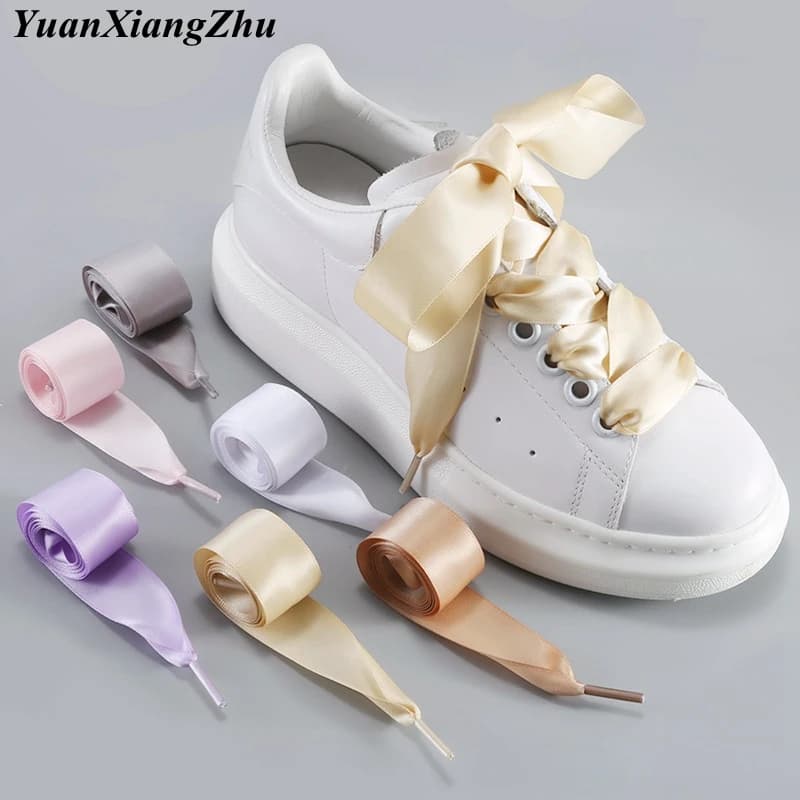 1 paio 2 cm larghezza lacci per scarpe in raso nastro di seta piatto lacci per scarpe stivali scarpe da ginnastica lacci 19 colori lunghezza 80 cm 100 cm 120 cm S-1