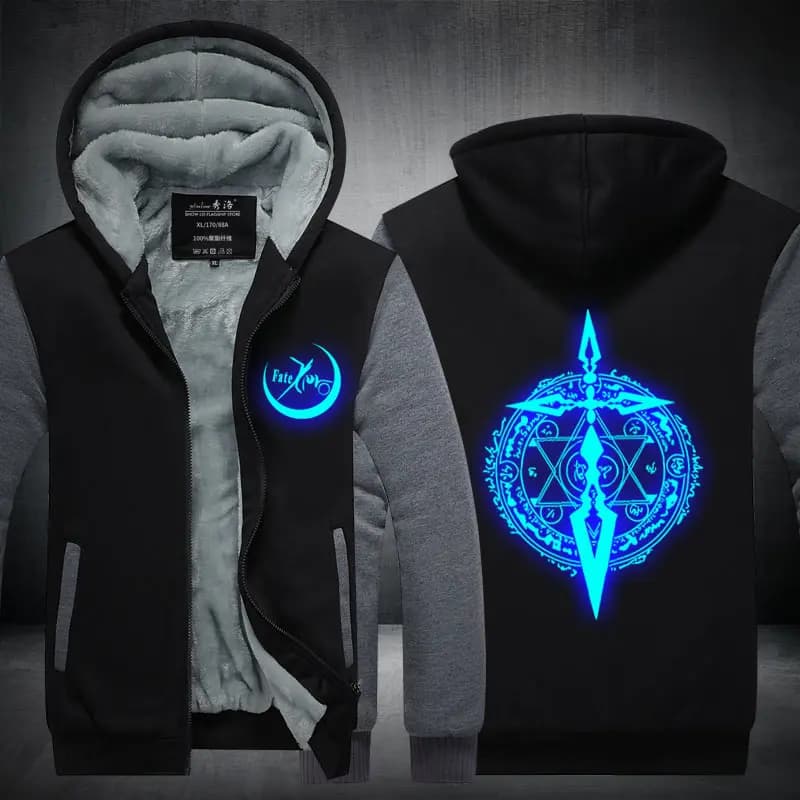 Fate grand order felpa con cappuccio luminosa Anime FGO Alter Coat Jacket Winter Men felpa Avenger con cerniera spessa