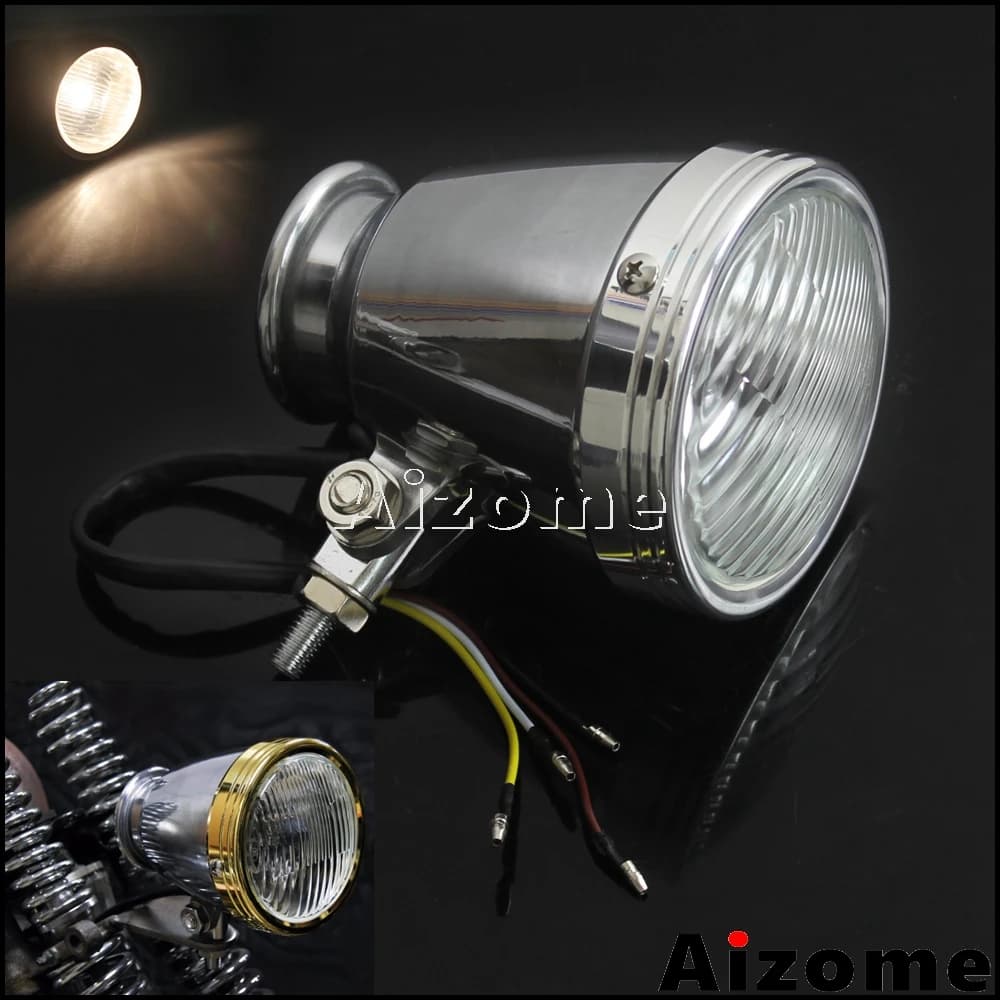 Faro anteriore moto 4 "per Harley Honda Cruiser Tri-bar faro Chopper Bobber Cafe Racer faro personalizzato cromato