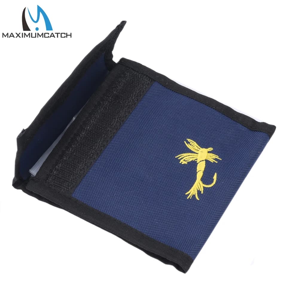Portafoglio per lenze da pesca blu Maximumcatch e portafoglio per riporre mosche, 13,50 * 13 cm