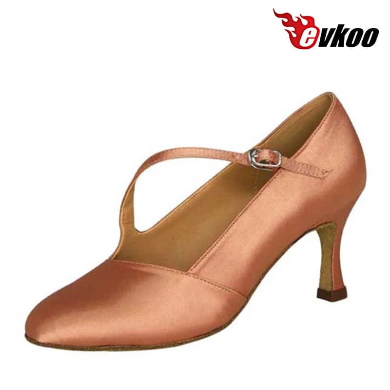 Scarpe da Salsa Personalizzate a Punta Chiusa, 4 Colori: Nero, Bianco, Beige, Kaki, Tacco 7cm, Suola Morbida, Scarpe da Ballo Latino Evkoo-027