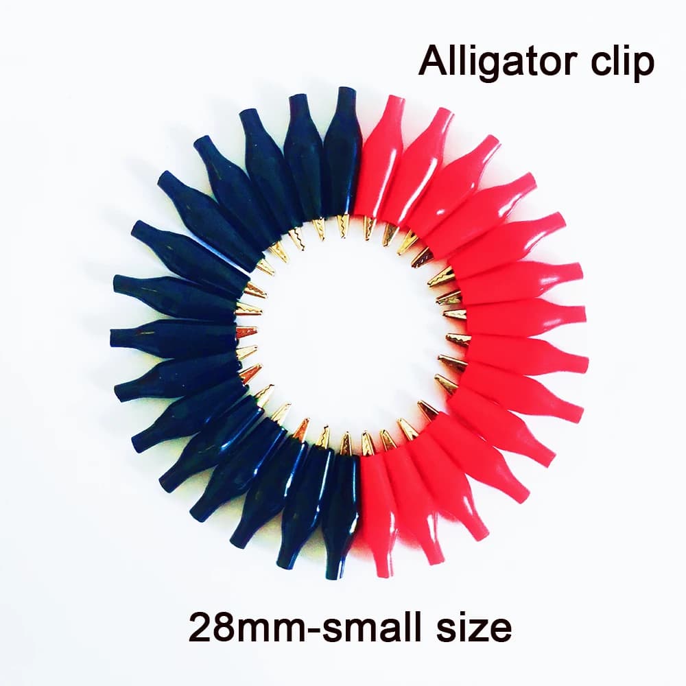 Morsetto elettrico da 28mm in coccodrillo nero e rosso 10 pz/lotto G98 per test del misuratore della sonda con Clip a coccodrillo in metallo con stivale in plastica