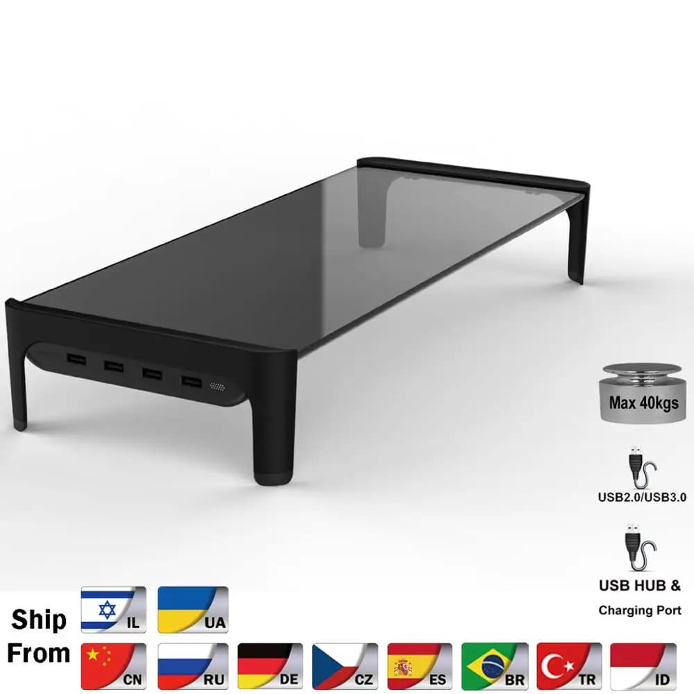 Table monitor Laptop support for notebooks Space bar Anti-slip desk riser with 4 door USB hub Data transmission and fast charger 501L