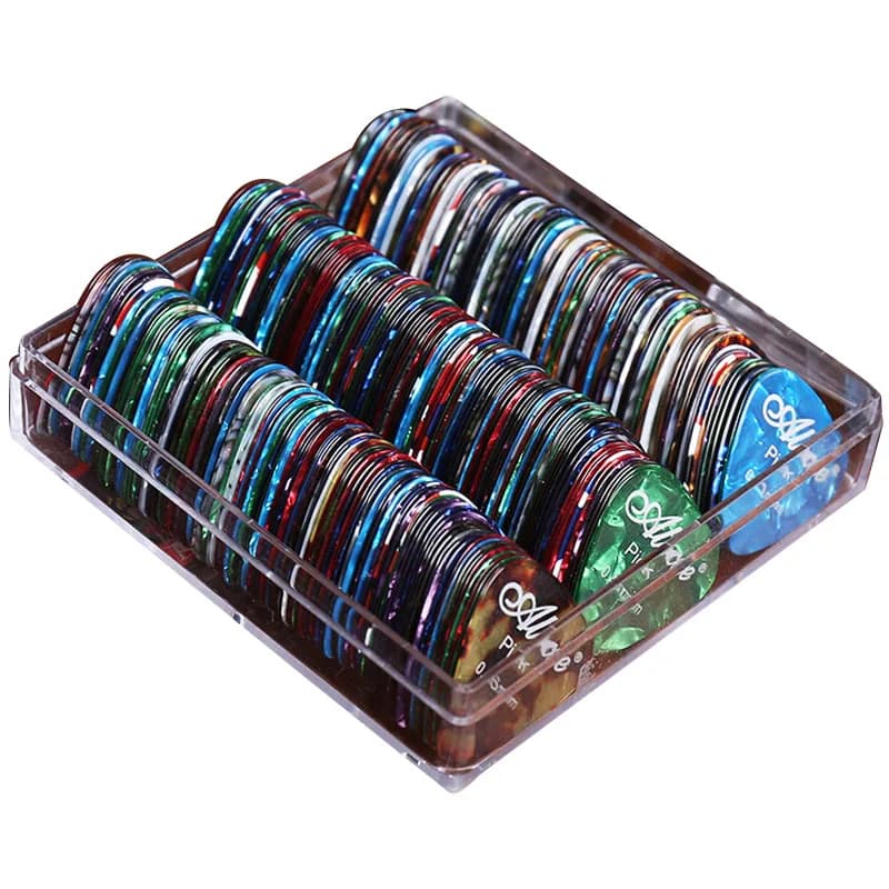 100 pz Alice Plettri per Chitarra Plettro in Celluloide Mediatore 0.46/0.71/0.81/0.96/1.2/1.5mm Colori Casuali Accessori per Chitarra