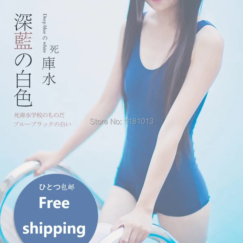 lolita anime cosplay school swimsuit Dark blue & White color sukumizu swimwear For cute japanese Swimsuits, DA034