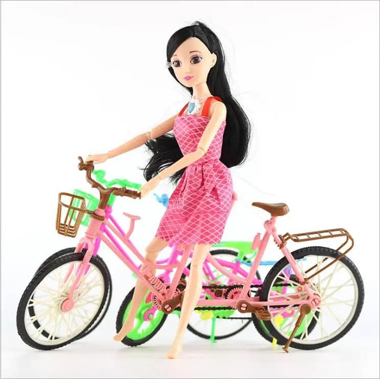 Per bici da 30 cm bici di moda staccabile con cestino per casco in plastica marrone per bambola da 30 cm 1/6 accessori giocattolo per bambini regalo