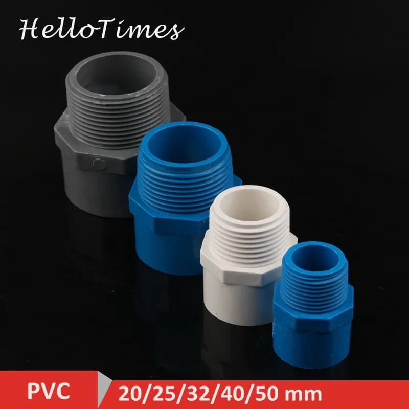 2 pieces PVC 1/2 "3/4" 1 "1.5" Threaded connector 20/25/40/50 mm PVC Water pipe adapter Garden irrigation pipe fittings