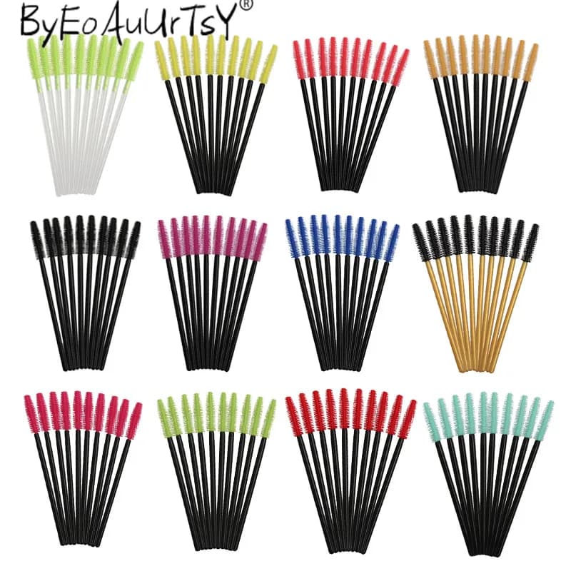 50pcs Eyelash Brushes in Silicone disposable wands for Mascara applicator eyelash makeup for women cosmetic brush beauty tools