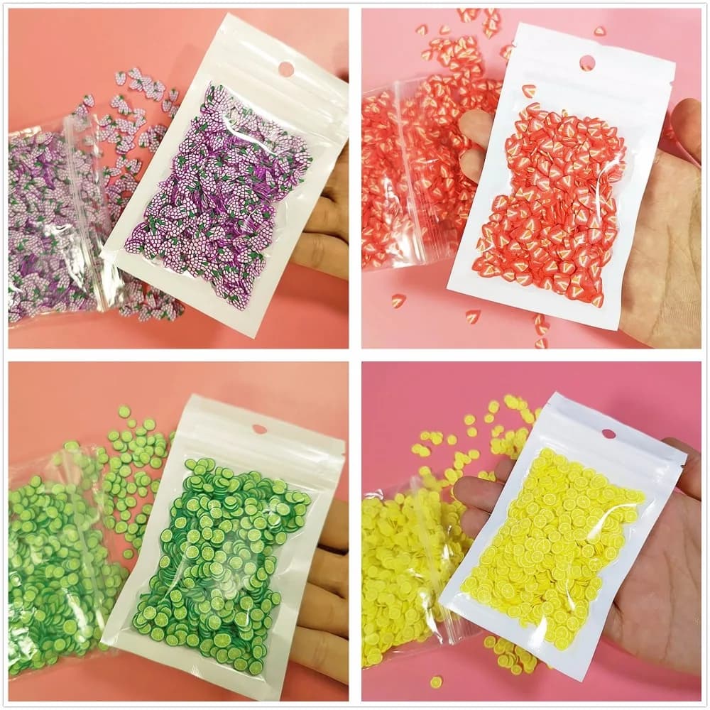 1000pcs di Cristallo di Frutta Melma Giocattoli per I Bambini Divertenti Clear Argilla Mano Antiaderente Antistress Jelly Mud Polyer Argilla Accessori