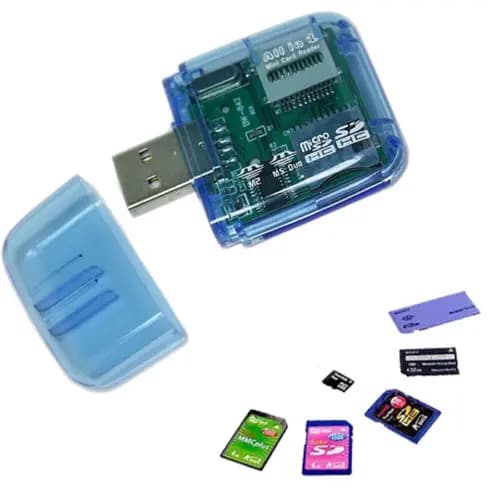 Blu Nuovo USB 2.0 ALL in One Memory Card Reader per Micro SD/MMC/SDHC/TF/m2/MS