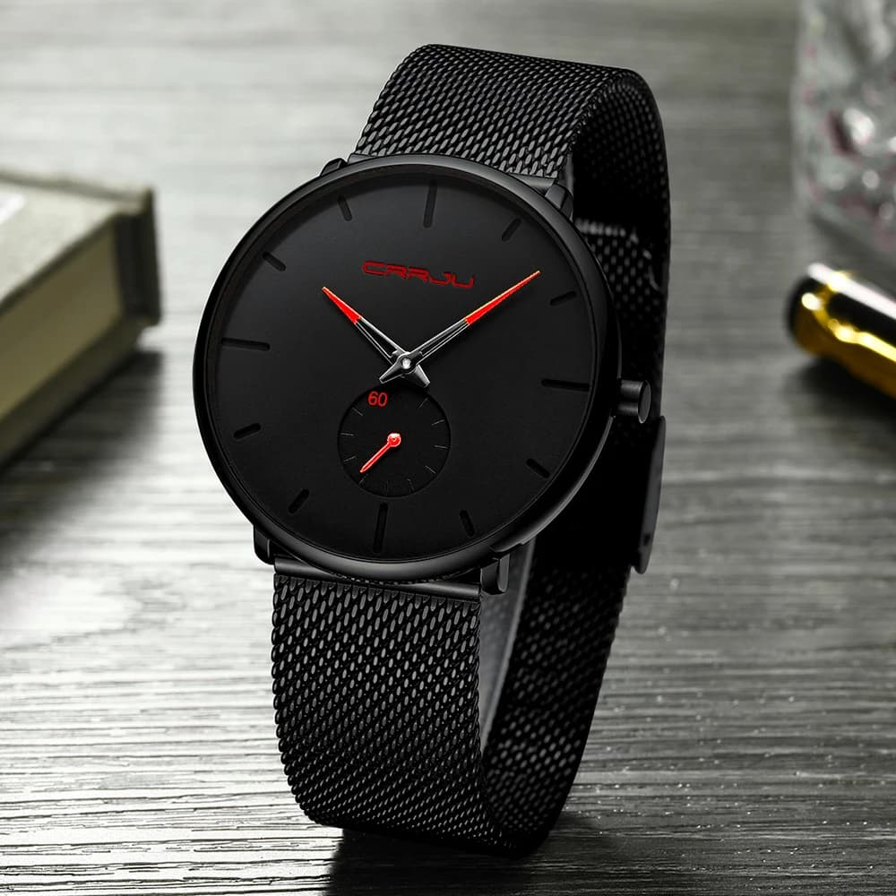 Men's Watch CRRJU Quartz Watch Men's Watch Elegant Unisex Fashion Watches Ultra Thin wristwatch Relojes Para Hombre