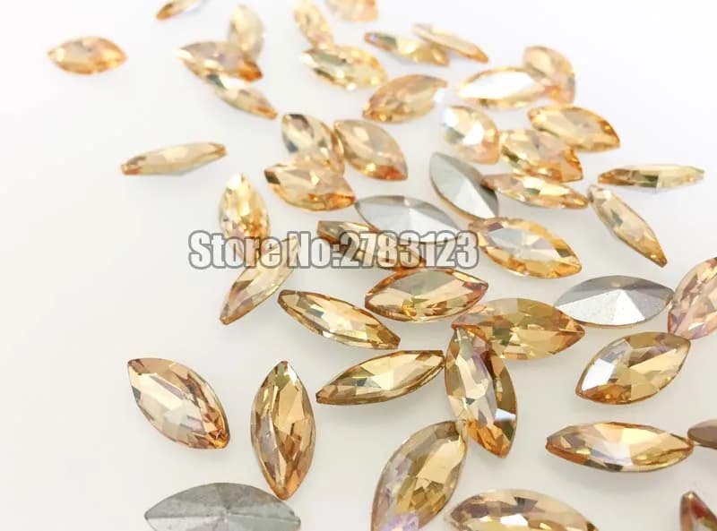 Strass sciolti a forma di occhio di cavallo in cristallo dorato champagne pointback, nail art/telefono fai da te/accessori per abbigliamento SWMP005
