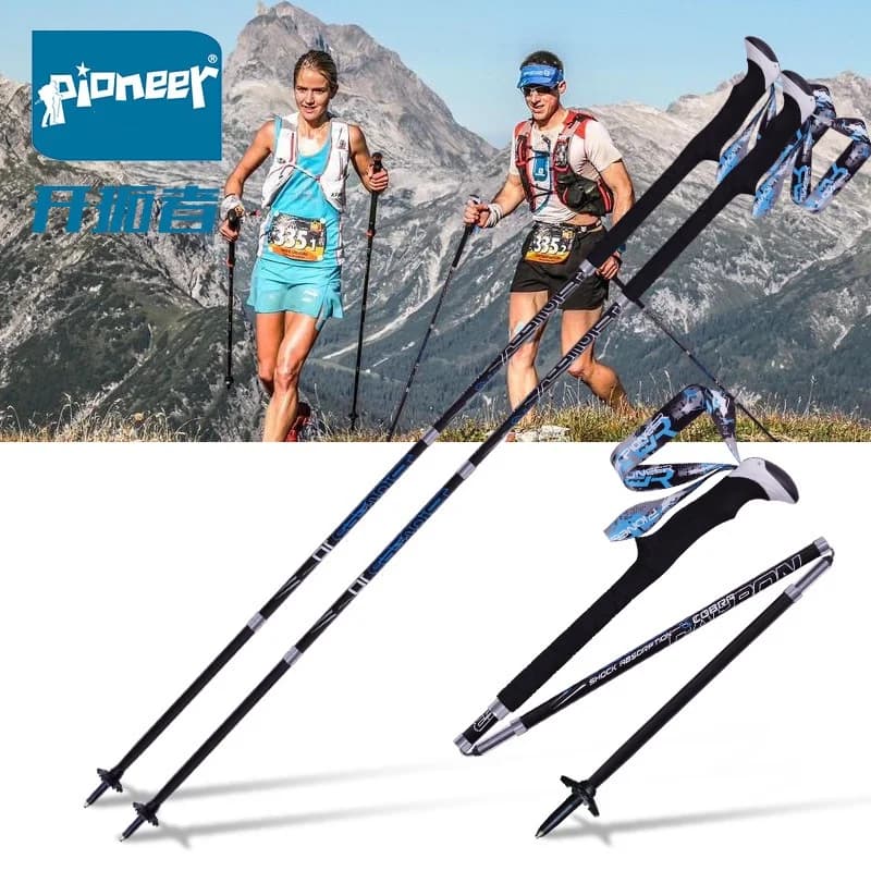 2-piece Foldable Carbon Fiber Folding Portable Trekking Stick Compact Folding Walking Stick for Trail Running 1 Couple