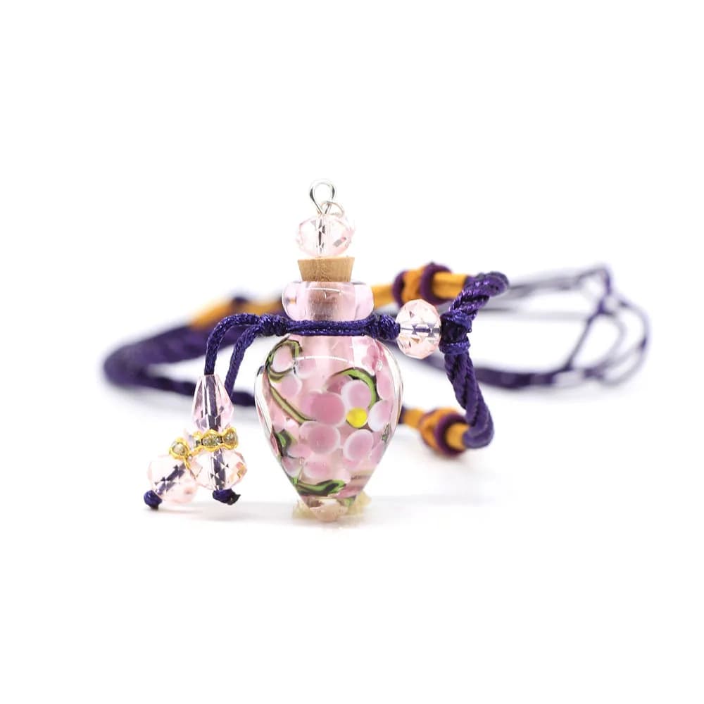 New Women Fashion Water Drops Glass Flower Perfume Bottle Essential Oil Necklace And Scent Diffuser Pendants for Aromatherapy