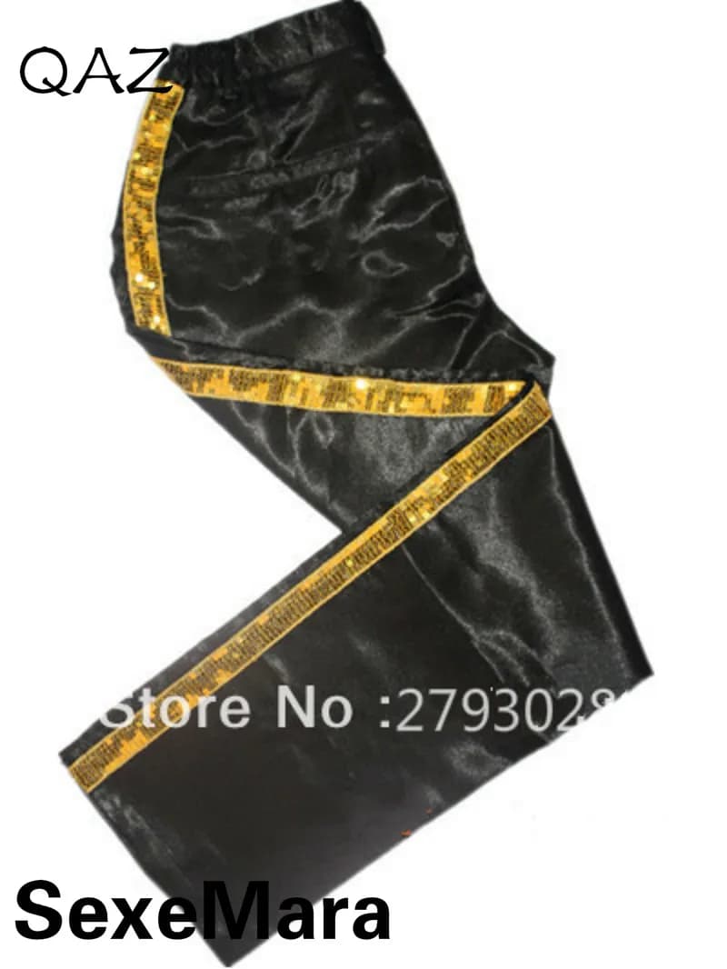MJ Michael Jackson Billie Jean Classico Nero Pantaloni Pantaloni degli uomini D'oro
