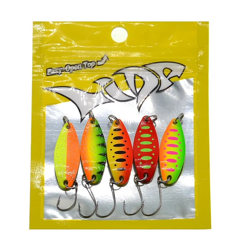 3,5 g cucchiaio esca da pesca borsa da 5 pezzi esche dure artificiali esca piccole cucchiai per pesci gancio singolo
