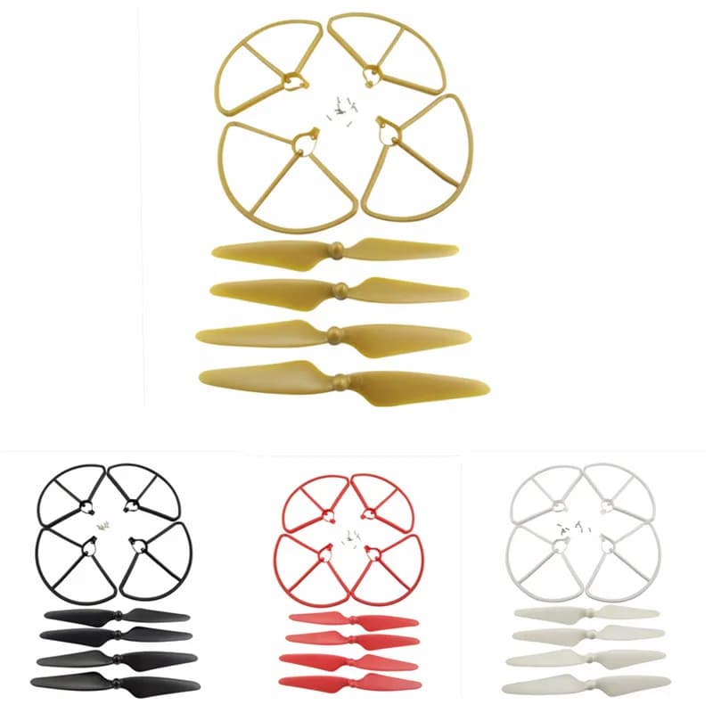 Hubsan H501S Set protezioni e pale dell'elica (4 paia CW/CCW) con viti di montaggio-Parti di ricambio per droni RC e quadricotteri (Go