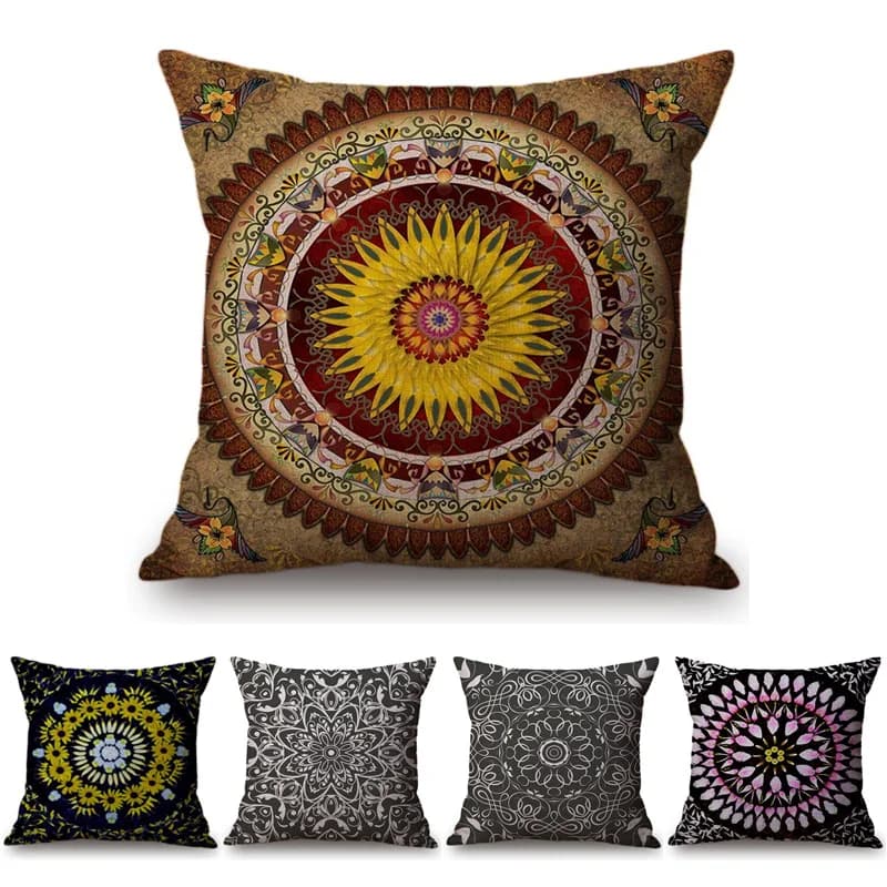 Florals Beautiful Leaf floral Mandala Waves Stripe Paisley Geometry Prints Cotton Linen Cushion Cover Sofa Throw Pillow Case