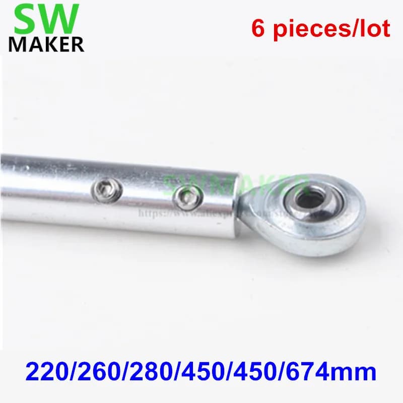 3D Printer aluminum alloy Diagonal Push Rod Arm+Rod End Bearing for Rostock Delta Kossel Mini 220/260/280/450/450/674mm