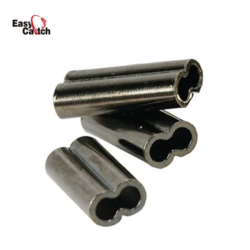 100 Pz/Lot 11 Size Double Oval Fishing Copper Tube Fishing Wire Scratching Sleeves Connector Fishing Equipment Box