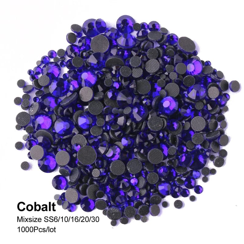 Shinny Color cobalto 1200 pz/lotto Hotfix strass Mix Size SS6-SS30 pietre Flatback di cristallo per ornamento spedizione gratuita fai da te