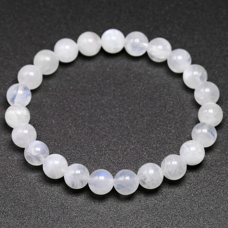 Braccialetti da donna con pietra di luna arcobaleno naturale Braccialetti Braccialetti con luce blu per uomo Perline rotonde in pietra energetica Regalo di gioielli fatti a mano