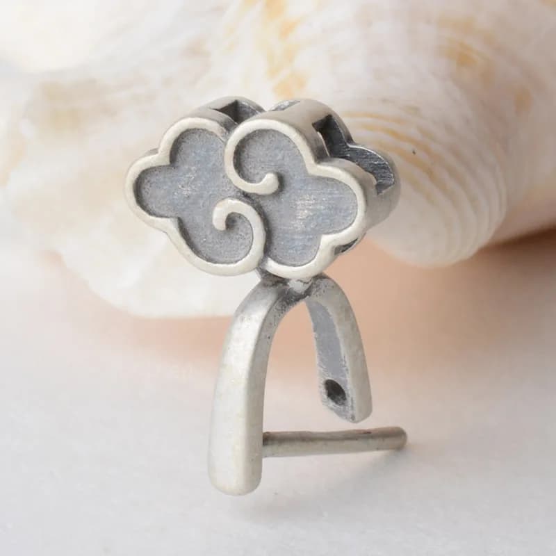 Connettore con chiusura a pendente a nuvola in argento sterling massiccio 925, cauzione in argento tailandese per collana e gioielli in argento con ciondolo