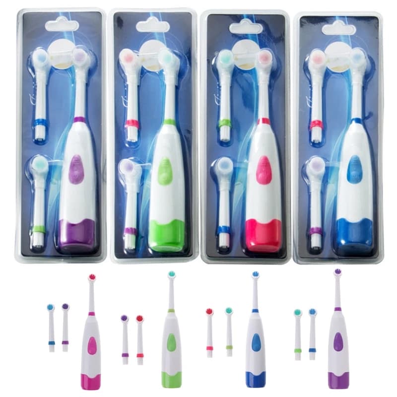 Waterproof Rotating Electric Toothbrush With 3 Brush Head Drop De1