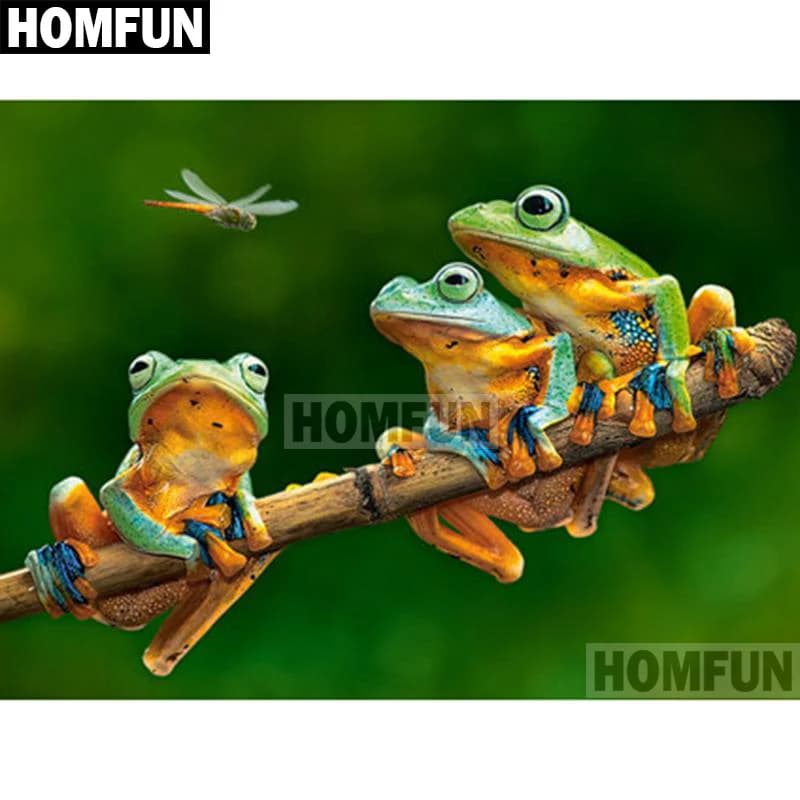 HOMFUN Pieno Quadrato/Rotondo Trapano 5D Pittura Diamante FAI DA TE "Animale rana" Ricamo Punto Croce 5D Complementi Arredo Casa Regalo A01845