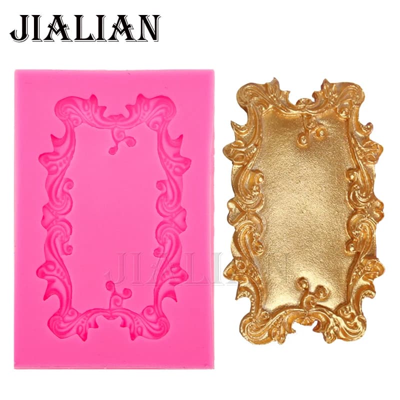 Mirror/picture frame 3D Modeling Silicone Prints Cake Decoration Fonsing Chocolate Decoration Tools Sugar Art Display T0546