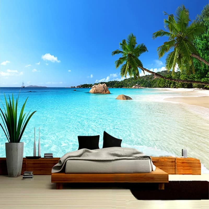 Modern Simple Seaside Landscape Palm Beach Photo Wallpaper Living Room Bedside Backdrop Wall Home Decor Mural Papel De Parede 3D