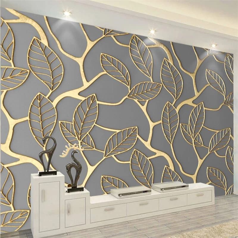 wellyu papel de parede Custom wallpaper Golden three-dimensional leaf TV background wall photo wallpaper papier peint