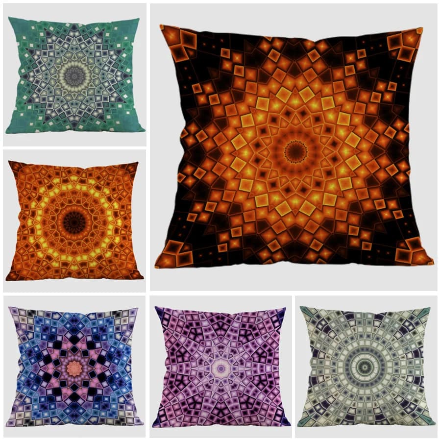 Bohemian Mandala Florals Meditation Mat Cushion Cover Geometric Style Cotton Linen Home Decor Sofa Throw Pillow Case cojines