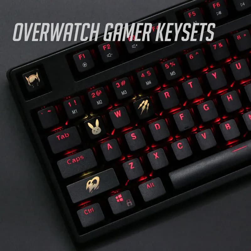 4 pcs/set keys backlight OW key plugs engraved ABS Keycap shine-through for Overwatch gamer mechanical keyboard ANSI black