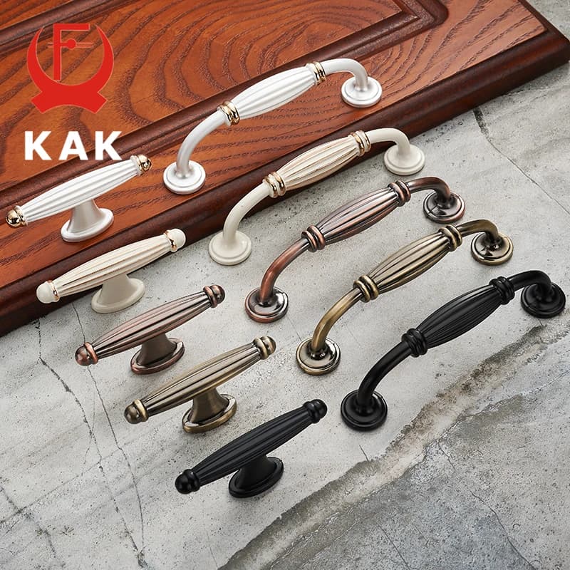 KAK Solido Stile Europeo In Lega di Zinco Cabinet Maniglie Moderna Vintage Cassetto Manopole Armadio Maniglie Delle Porte Guardaroba Maniglie Per Mobili