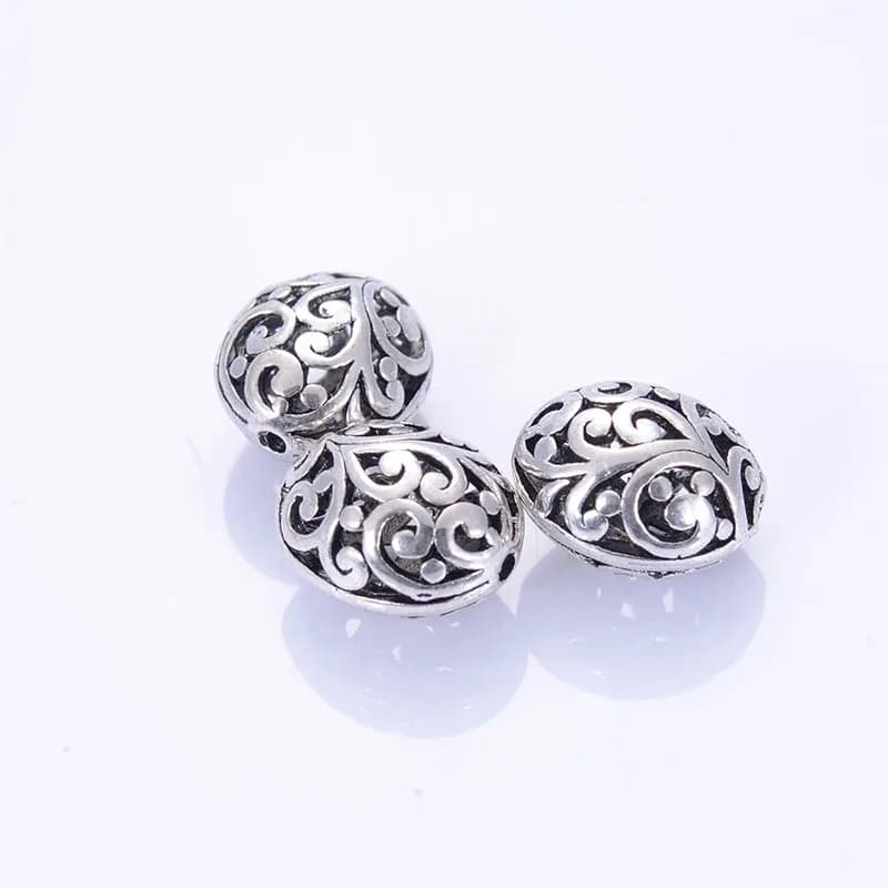 Miasol 3 Pezzi Vintage Argento Antico Stile Tibetano Design Cast Distanziatori Allentati Perline 14x16mm Per Braccialetti FAI DA TE Creazione di Gioielli