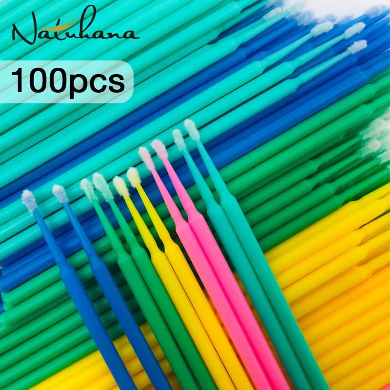 100 pcs/Bag Durable Micro Use And Drop Eyelash Extension Eyelash Individual Removal Mascara Tampon Brush For Garlic Extension Tools