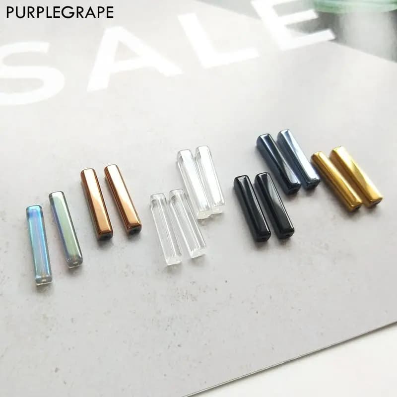 20pcs Quadrato di Vetro Tubo Foro Diritto Perline fai da te Gioielli Fatti A Mano Orecchini Accessori Materiale Pendente Della Collana Del Braccialetto