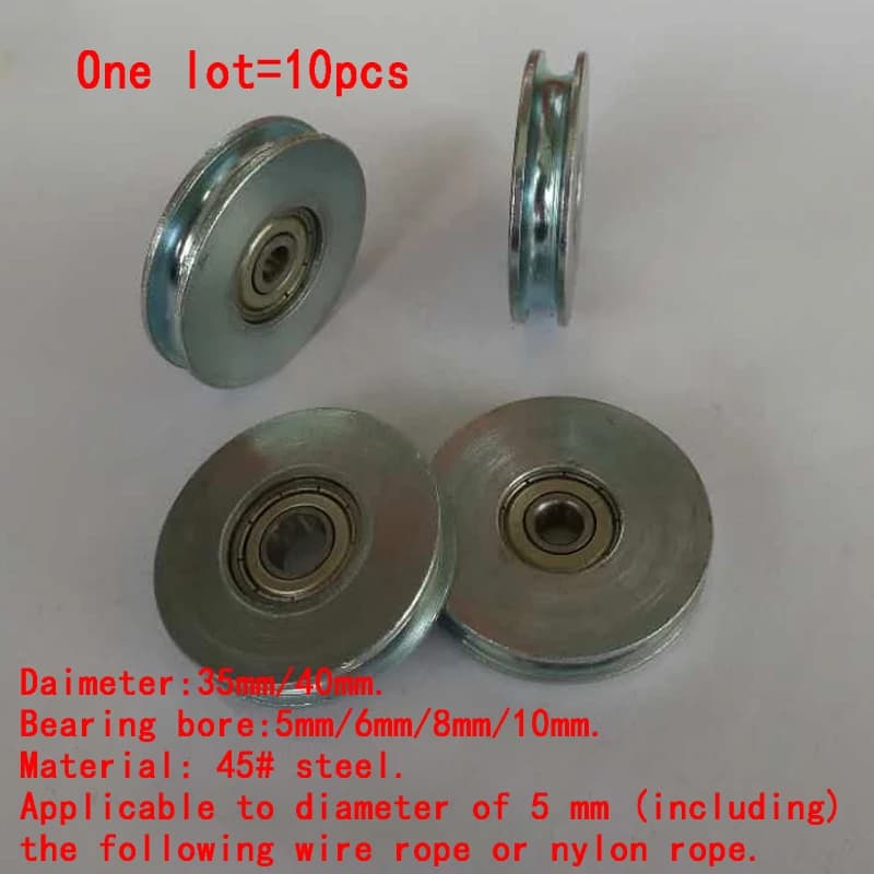Diametro 35 mm o 40 mm Spessore acciaio 8 mm Rulli fune metallica \ Pulegge \ Ruote con scanalatura a U e foro cuscinetto 5 mm6 mm8 mm10 mm 10 pezzi