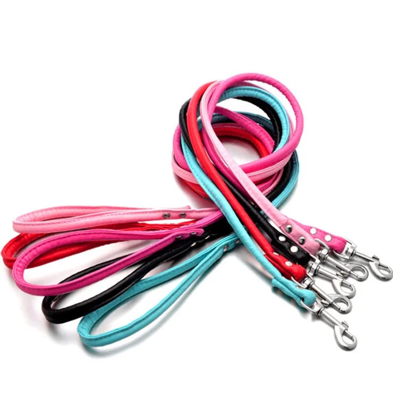Guinzaglio per cani cuccioli di gatto Guinzaglio lungo liscio in pelle PU Solido Walker per cani Accessori per animali domestici con 5 colori