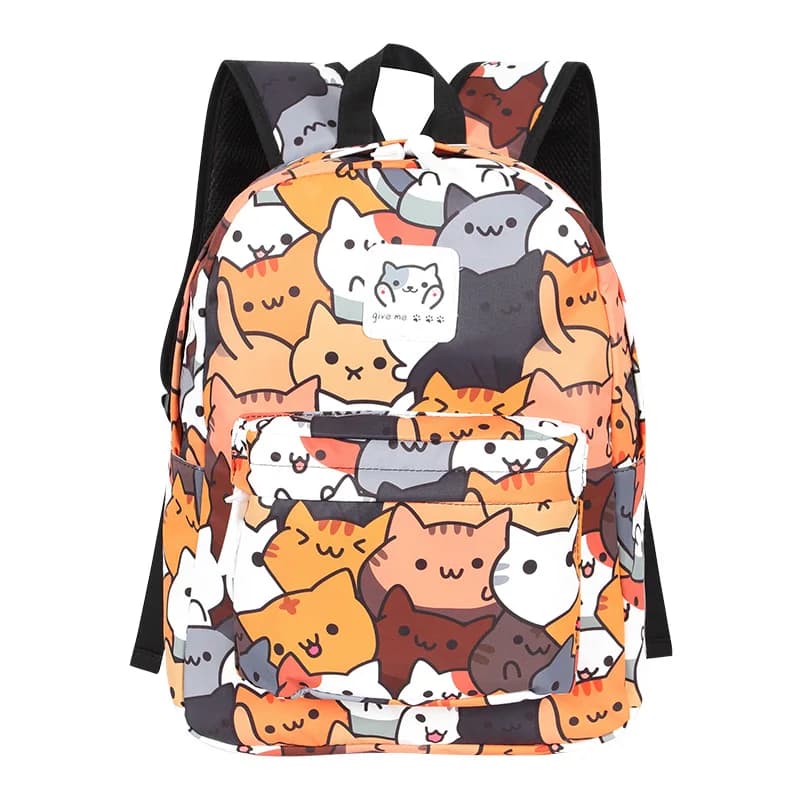 Neko Atsume Cat Backyard Intensive Anime Ragazzi Ragazze Borsa da libro Zaino da scuola Zaino da viaggio Mochila Moda
