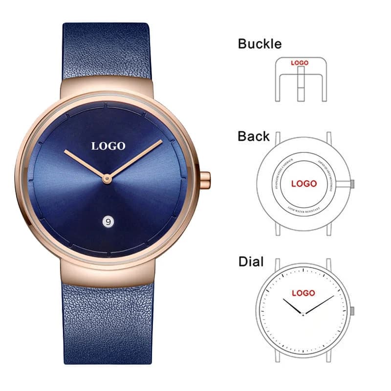 CL032 Factory Mens Watch Designer Brand Your Own Watch Women Custom Logo Watch Blue Dial With Blue Strap