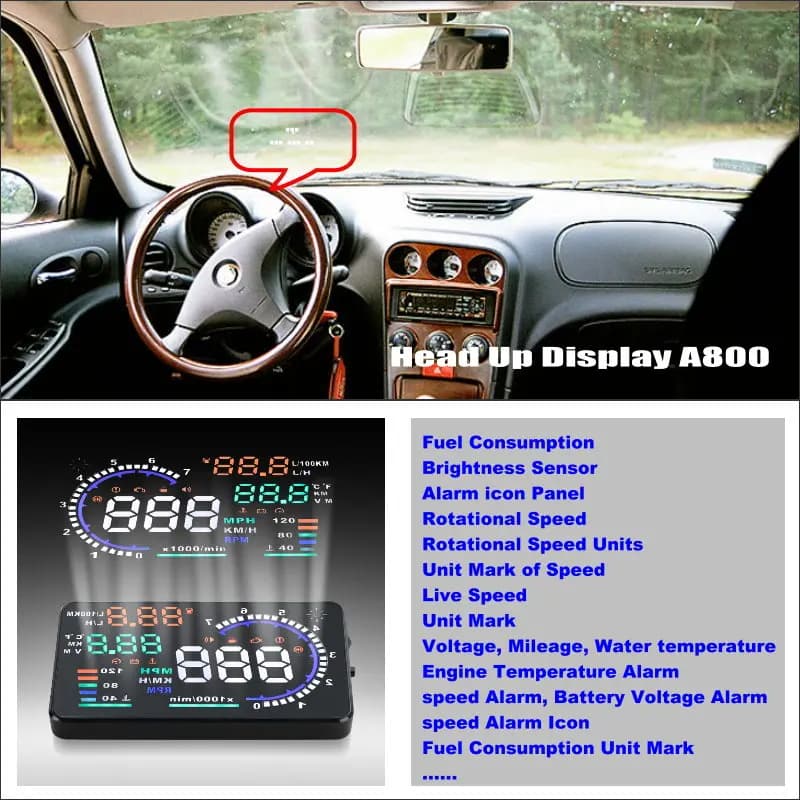 Display Head-Up HUD per Fiat Doblo/Fiorino/Freemont/Idea/Qubo 2010-2025, Proiettore di Sicurezza sul Parabrezza