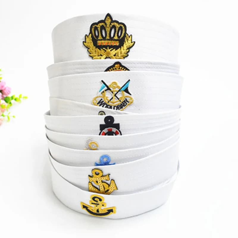 Cappelli militari Per Adulti Marinai Capitano Cappello Bianco Berretto Navy Marine di Ancoraggio Mare In Barca Dei Capretti Dei Bambini Del Partito di Cosplay Festival Del Cappello