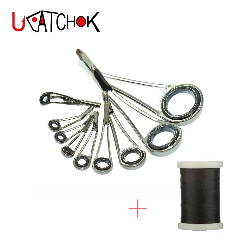 9 pcs/kit Rock Trout Fishing rod Guide Ultra Lightweight Gambe High Stainless Steel Guide Ring FAI DA TE Refit Re-assembly