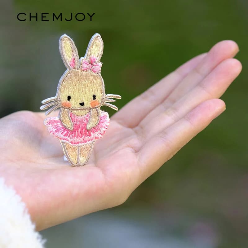 Embroideried Ballet Rabbit Iron on Patch for Clothing Sew Motif Applique Clothes Stickers Patches for T-shirt Jacket Decorations