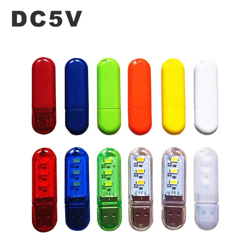 Lampada da notte a LED USB lampada a disco portatile a U 3LED 1.5W lampade da lettura Mini luci colorate per libri DC5V Power Bank lampadina da campeggio alimentata